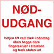 Nødudgang. betjen lift ved træk i håndtag