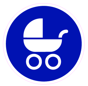 Barnevogn, rund, blå