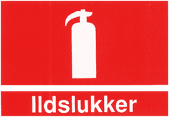 Ildslukker, skilt m/symbol